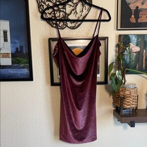 Shimmery, Velvet Elegant Burgundy Slip Dress